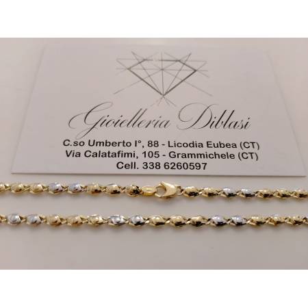 COLLANA ORO 18 KT 750% Giallo Bianco COLLIER Maglia Bicolor Girocollo Uomo Donna