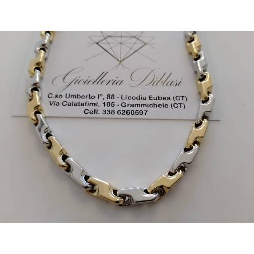 COLLANA Uomo Donna ORO Bicolore 18...