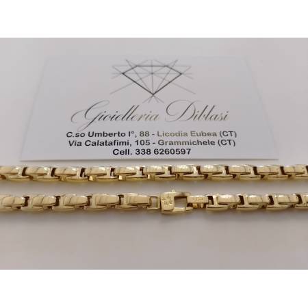 COLLANA Uomo Donna ORO 18 Karati 750/1000 GIALLO Collier GIROCOLLO Maglia Lucida