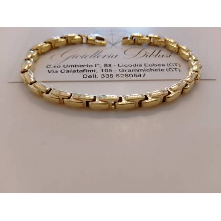 BRACCIALE Uomo Donna Unisex ORO GIALLO 18 Karati 750/1000 Maglia Lucida Tubolare