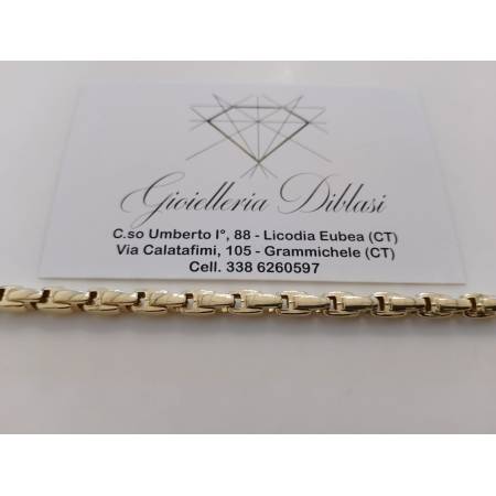 BRACCIALE Uomo Donna Unisex ORO GIALLO 18 Karati 750/1000 Maglia Lucida Tubolare
