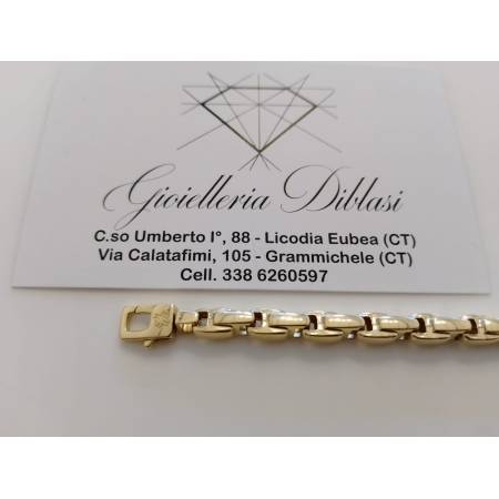 BRACCIALE Uomo Donna Unisex ORO GIALLO 18 Karati 750/1000 Maglia Lucida Tubolare