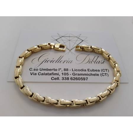 BRACCIALE Uomo Donna Unisex ORO GIALLO 18 Karati 750/1000 Maglia Lucida Tubolare