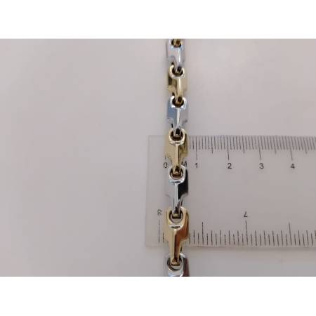 BRACCIALE Uomo Donna Oro 18 Karati 750% ORO GIALLO BIANCO Maglia Bicolore Lucida