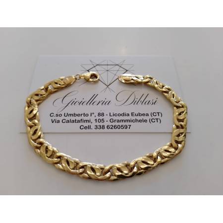 BRACCIALE Uomo Donna Unisex ORO GIALLO 18 Karati 750/1000 Maglia Catena Piatta