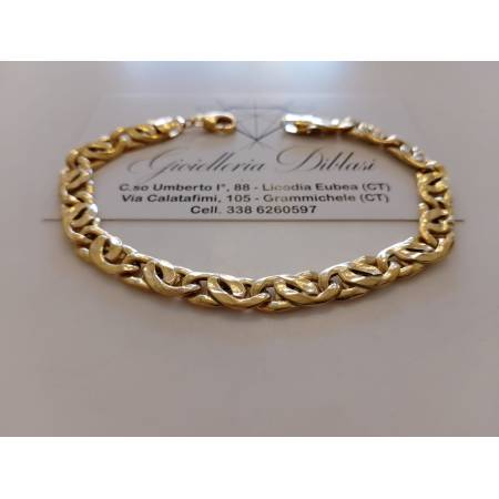 BRACCIALE Uomo Donna Unisex ORO GIALLO 18 Karati 750/1000 Maglia Catena Piatta