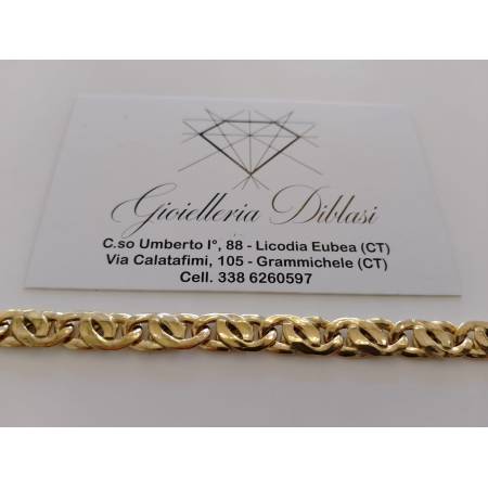 BRACCIALE Uomo Donna Unisex ORO GIALLO 18 Karati 750/1000 Maglia Catena Piatta