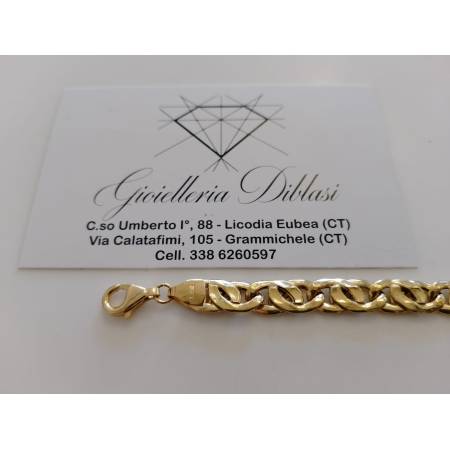 BRACCIALE Uomo Donna Unisex ORO GIALLO 18 Karati 750/1000 Maglia Catena Piatta