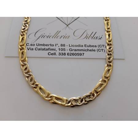 COLLANA ORO 18 Kt 750 Giallo Bianco Bicolore Uomo Donna Catena GIROCOLLO COLLIER