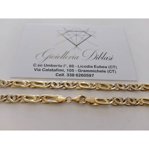 COLLANA ORO 18 Kt 750 Giallo Bianco...