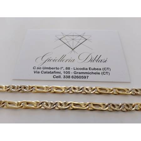 COLLANA ORO 18 Kt 750 Giallo Bianco Bicolore Uomo Donna Catena GIROCOLLO COLLIER