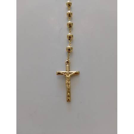 COLLANA ROSARIO ORO GIALLO 18 Karati Uomo Donna Sfere MEDAGLIA MIRACOLOSA CROCE