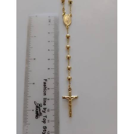 COLLANA ROSARIO ORO GIALLO 18 Karati Uomo Donna Sfere MEDAGLIA MIRACOLOSA CROCE