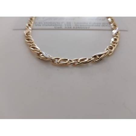 COLLANA Maglia Bicolore GIALLO BIANCO Uomo Donna Unisex Oro 18 Karati 750/1000