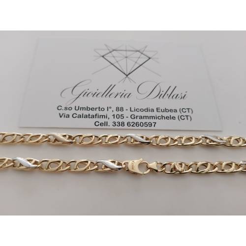 COLLANA Maglia Bicolore GIALLO BIANCO...