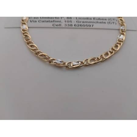 COLLANA ORO Bicolore GIALLO BIANCO 18 Karati 750% Uomo Donna Collier Girocollo