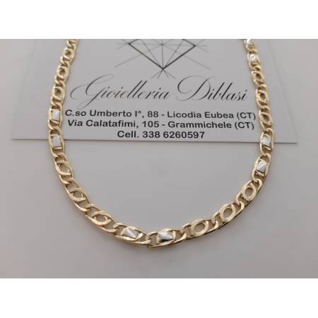 COLLANA ORO Bicolore GIALLO BIANCO 18 Karati 750% Uomo Donna Collier Girocollo