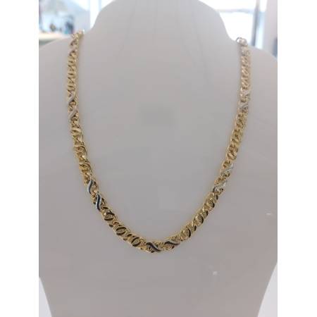 COLLANA Collier Uomo Donna ORO 18 KARATI 750% Bicolore Maglia CATENA GIROCOLLO