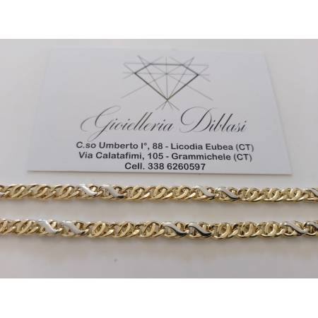 COLLANA Collier Uomo Donna ORO 18 KARATI 750% Bicolore Maglia CATENA GIROCOLLO