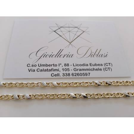COLLANA ORO Bicolore GIALLO BIANCO 18 Karati 750/1000 COLLIER Uomo Donna Unisex
