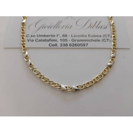 COLLANA ORO Bicolore GIALLO BIANCO 18 Karati 750/1000 COLLIER Uomo Donna Unisex