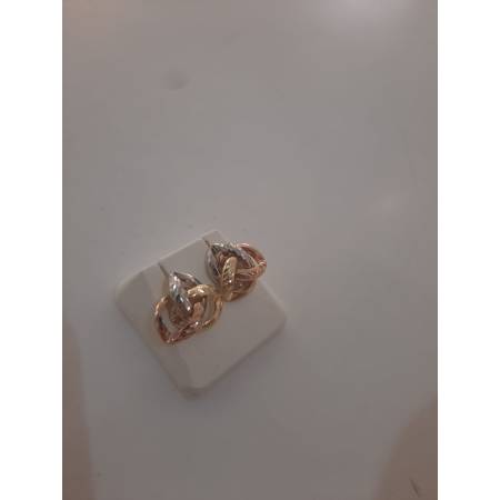 ORECCHINI Con Tre Colori ORO GIALLO BIANCO ROSSO 18 Kt 750%
