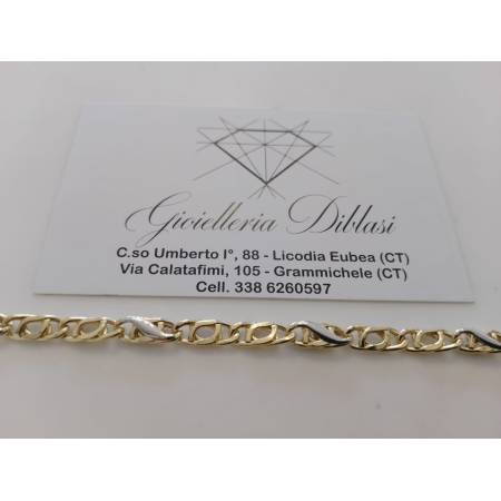 BRACCIALE In ORO Bicolore GIALLO BIANCO 18 Karati 750% Uomo Donna Maglia CATENA