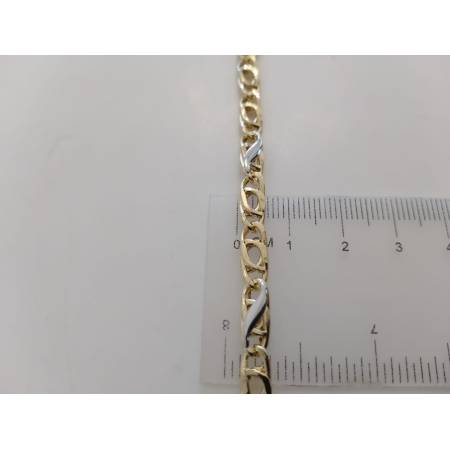 BRACCIALE In ORO Bicolore GIALLO BIANCO 18 Karati 750% Uomo Donna Maglia CATENA
