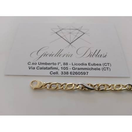 BRACCIALE In ORO Bicolore GIALLO BIANCO 18 Karati 750% Uomo Donna Maglia CATENA
