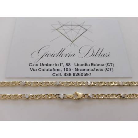 COLLANA COLLIER Uomo Donna ORO 18 Karati 750% Girocollo Giallo Bianco Bicolore