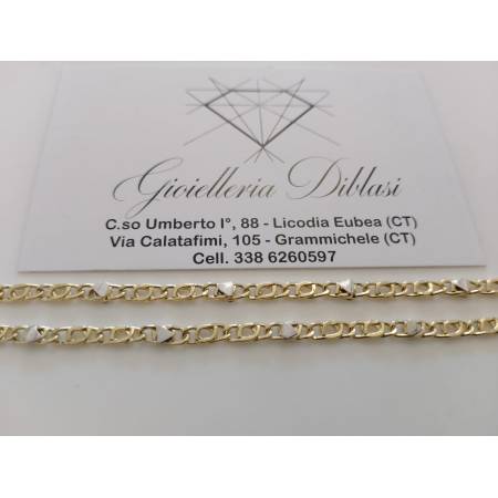 COLLANA COLLIER Uomo Donna ORO 18 Karati 750% Girocollo Giallo Bianco Bicolore