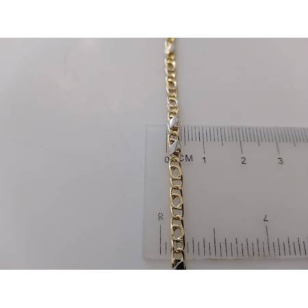 BRACCIALE ORO 18 Kt 750% Uomo Donna Unisex Bicolore GIALLO BIANCO Maglia Catena