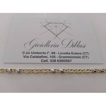 BRACCIALE ORO 18 Kt 750% Uomo Donna Unisex Bicolore GIALLO BIANCO Maglia Catena