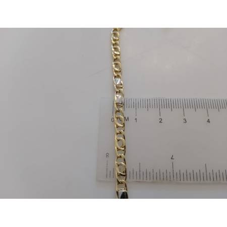 BRACCIALE ORO 18 Kt 750% Uomo Donna Unisex Bicolore GIALLO BIANCO Maglia Catena