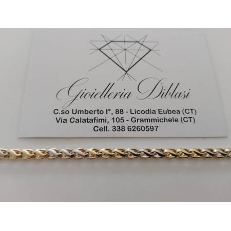 BRACCIALE In ORO 18 Karati 750% Uomo Donna Bicolore GIALLO BIANCO Maglia Catena
