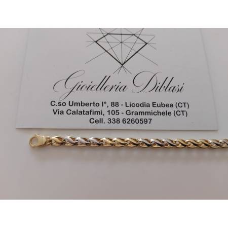 BRACCIALE In ORO 18 Karati 750% Uomo Donna Bicolore GIALLO BIANCO Maglia Catena