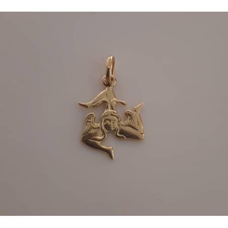 CIONDOLO PENDENTE TRINACRIA SICILIANA IN ORO GIALLO 18 KARATI 750% Made In Italy