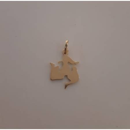 CIONDOLO PENDENTE TRINACRIA SICILIANA IN ORO GIALLO 18 KARATI 750% Made In Italy
