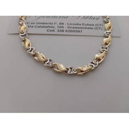 COLLANA ORO Bicolor GIALLO BIANCO 18 KT 750% Uomo Donna Collier CATENA Girocollo