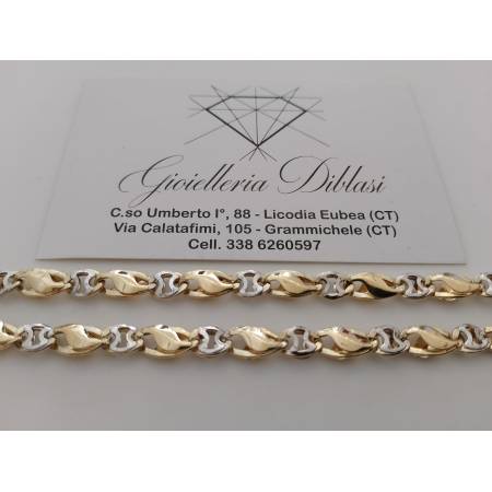 COLLANA ORO Bicolor GIALLO BIANCO 18 KT 750% Uomo Donna Collier CATENA Girocollo