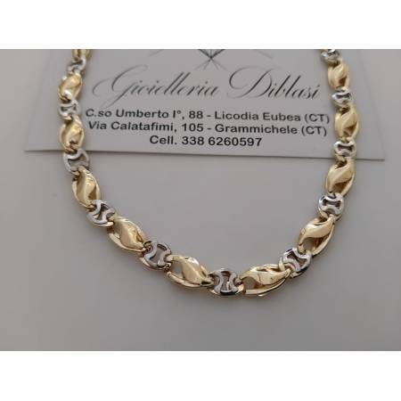 COLLANA ORO Bicolor GIALLO BIANCO 18 KT 750% Uomo Donna Collier CATENA Girocollo