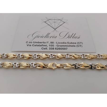COLLANA ORO Bicolor GIALLO BIANCO 18 KT 750% Uomo Donna Collier CATENA Girocollo