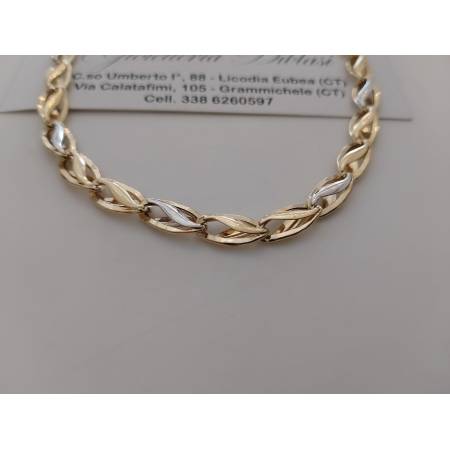 COLLANA ORO Bicolor GIALLO BIANCO 18 KT 750% Uomo Donna Collier CATENA Girocollo