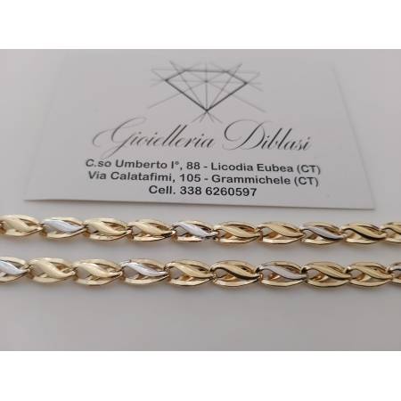 COLLANA ORO Bicolor GIALLO BIANCO 18 KT 750% Uomo Donna Collier CATENA Girocollo