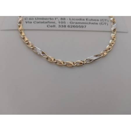 COLLANA Girocollo Uomo Donna Unisex ORO Giallo Bianco 18KT 750% Collier Bicolore