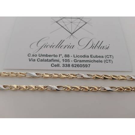 COLLANA Girocollo Uomo Donna Unisex ORO Giallo Bianco 18KT 750% Collier Bicolore
