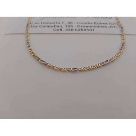 COLLANA Uomo Donna ORO GIALLO BIANCO 18 Karati 750% COLLIER Bicolore GIROCOLLO