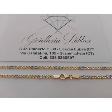 COLLANA Uomo Donna ORO GIALLO BIANCO 18 Karati 750% COLLIER Bicolore GIROCOLLO