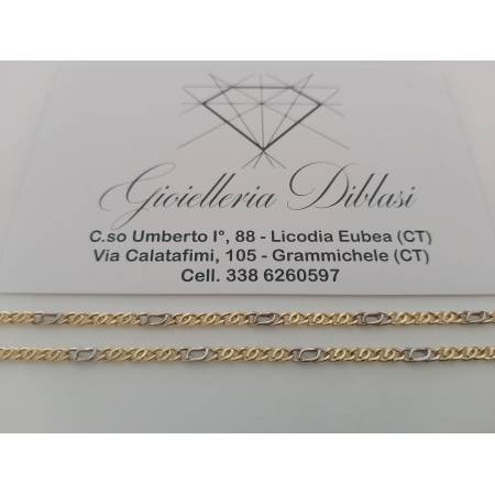 COLLANA Uomo Donna ORO GIALLO BIANCO 18 Karati 750% COLLIER Bicolore GIROCOLLO