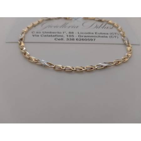BRACCIALE In ORO 18 KARATI 750% Maglia Bicolore GIALLO BIANCO Uomo Donna Unisex